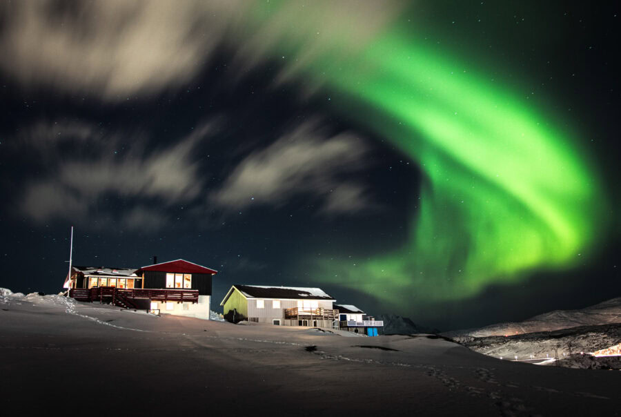 Northern lights Nuuk suburb